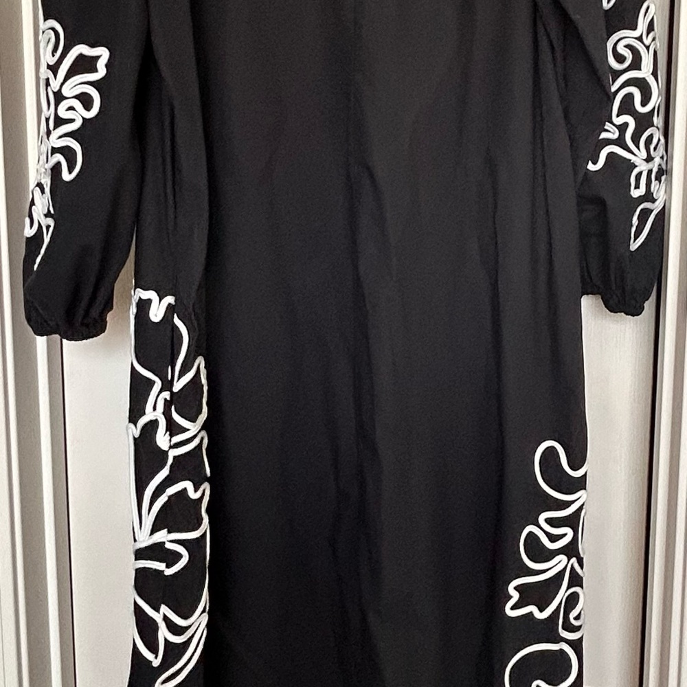 CHICO’s Plus (Size 3) Black and White Cotton Maxi Embroidered Dress - Picture 6 of 10